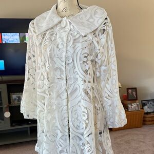 Elegant White Lace sheer Women's Coat
